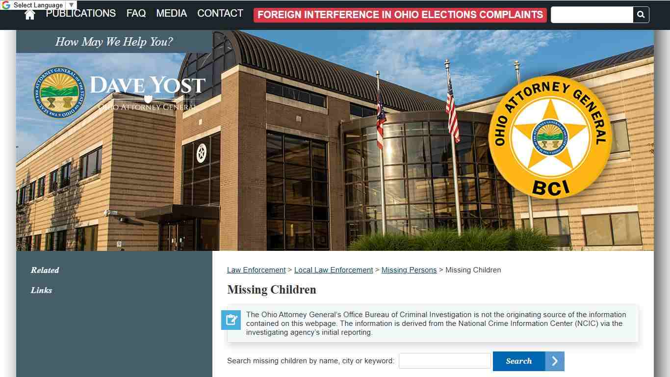 Missing Children - Ohio Attorney General Dave Yost
