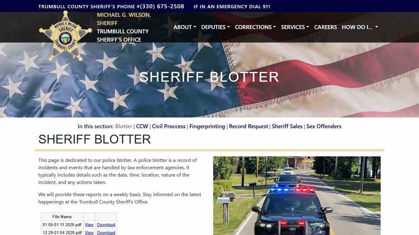 Blotter - Sheriff Trumbull County